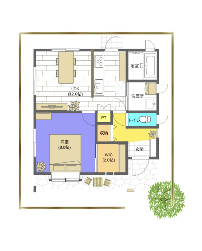(間取) 平屋15坪1LDK